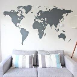 Large World Map Vinyl Wall Decal Travel Decor - 210cm X 120cm - thumbnail 3