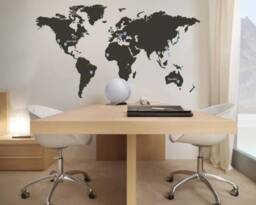 Large World Map Vinyl Wall Decal Travel Decor - 210cm X 120cm - thumbnail 1