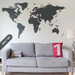 Large World Map Vinyl Wall Decal Travel Decor - 210cm X 120cm - thumbnail 2