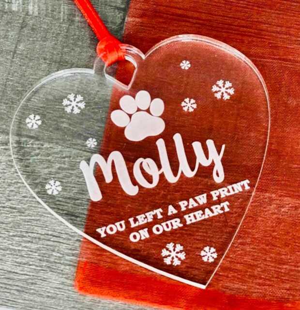 Personalised Pet Dog, Cat Memorial Christmas Bauble Tree Decoration 2024 Ornament Gift - image 1