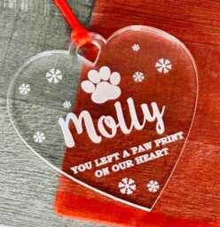 Personalised Pet Dog, Cat Memorial Christmas Bauble Tree Decoration 2024 Ornament Gift - thumbnail 1