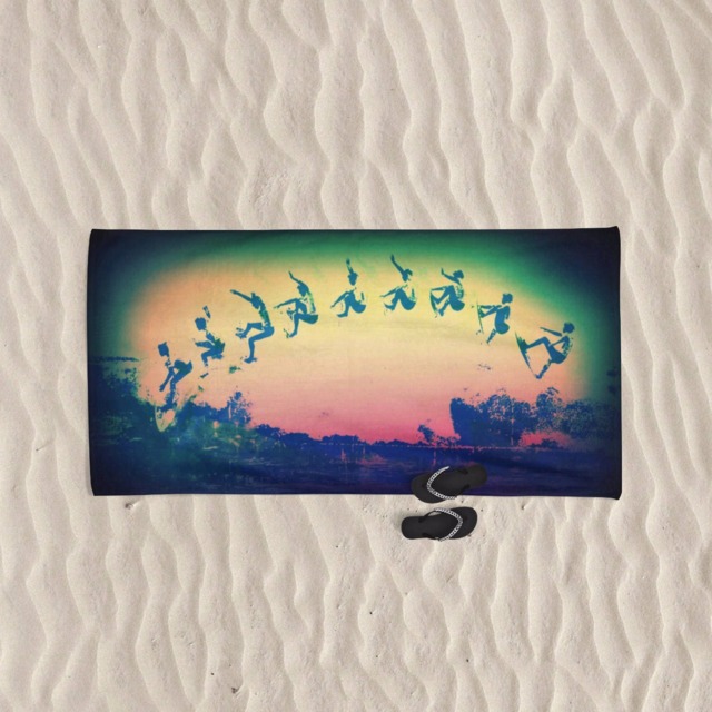 Surf Art Beach Towel Sunset Surfing Design - image 1