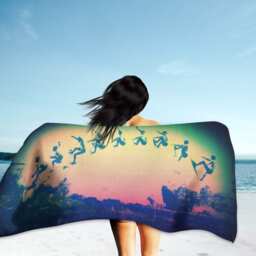 Surf Art Beach Towel Sunset Surfing Design - thumbnail 2