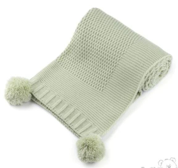 Personalised Baby Blanket, Embroidered, Waffle Knit Personalized Baby Gift, Mint