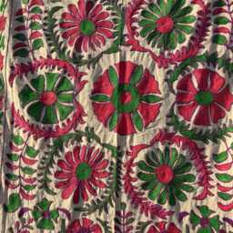 Vintage Suzani Cotton Throw Blanket - Handmade Artisan Bohemian Textile - thumbnail 2