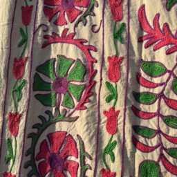 Vintage Suzani Cotton Throw Blanket - Handmade Artisan Bohemian Textile - thumbnail 3