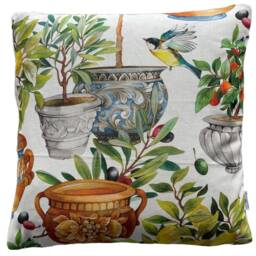 Yellow Cushion Cover Lemon Tree Citrus Mandarina Fruit & Olives Decorative Throw Pillowcase - thumbnail 3