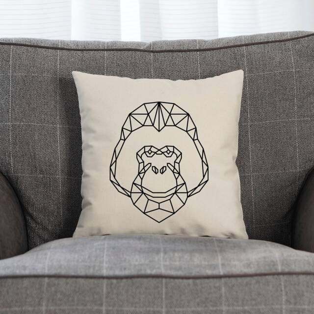 Geometric Orangutan Pillow Cover Minimalist Ape Print, Fairtrade Cotton - image 1