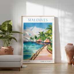 Maldives Poster Print, Tropical Beach Wall Art, Island Paradise Decor, Travel Ocean Landscape, Relaxing Print - thumbnail 2