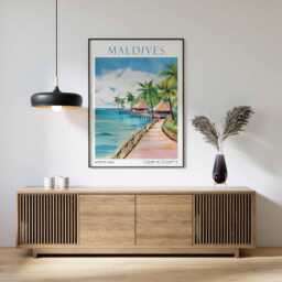 Maldives Poster Print, Tropical Beach Wall Art, Island Paradise Decor, Travel Ocean Landscape, Relaxing Print - thumbnail 3