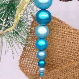 Turquoise Hanging Christmas Tree Decorations, Unusual Blue Iridescent Reflective Miracle Bead Icicles, Unique Glowing Ornaments - thumbnail 3