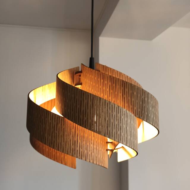 Handmade Oak Wood Pendant Light - Scandinavian Style Lampshade - image 1