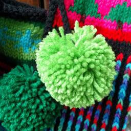 Hand Knit Christmas Stocking Purple Red Blue Green Fir Trees By Santa's Works - thumbnail 4
