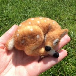 Needle Felted Sleeping Fawn - thumbnail 2