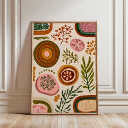 Abstract Botanical Poster - Organic Shapes & Leaves Art Modern Folk Wall Decor - thumbnail 1