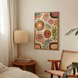 Abstract Botanical Poster - Organic Shapes & Leaves Art Modern Folk Wall Decor - thumbnail 2