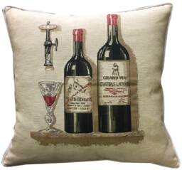 Wine Bottles Woven Tapestry Cushion Cover Sham - thumbnail 1