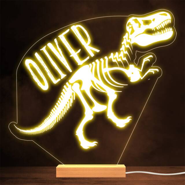 Dinosaur Skeleton T-Rex Kids Star Lamp Personalised Gift Night Light - image 1
