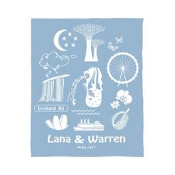 Singapore Blanket - Personalized Gift - Knitted Blanket Family Farewell Home Souvenir Merlion - thumbnail 1