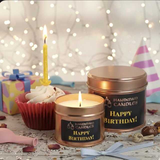 Happy Birthday Candle, Soy Wax, Scented Tin Container, Choice Of Scents, Gift For Friend, Boyfiend, Girlfriend - image 1