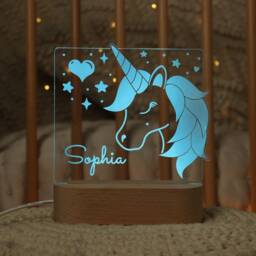Unicorn Night Light - Personalised Nursery Decor Rgb Kids Gift Children's Nightlight - thumbnail 3