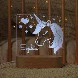 Unicorn Night Light - Personalised Nursery Decor Rgb Kids Gift Children's Nightlight - thumbnail 4