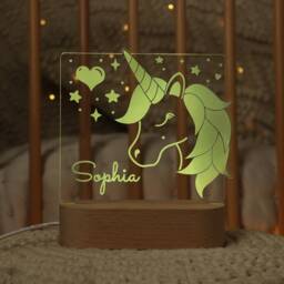 Unicorn Night Light - Personalised Nursery Decor Rgb Kids Gift Children's Nightlight - thumbnail 2