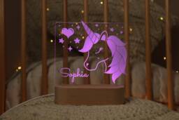 Unicorn Night Light - Personalised Nursery Decor Rgb Kids Gift Children's Nightlight