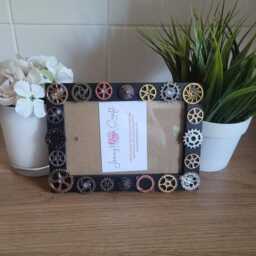 Steampunk Style Metal Gears & Cogs Photo Frame 4 X 6 Inches - thumbnail 2