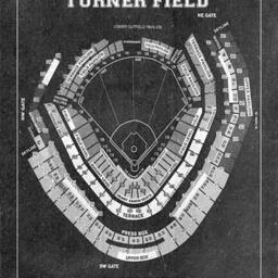 Vintage Turner Field Blueprint Atlanta Braves Stadium Art Print - thumbnail 2