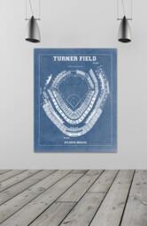 Vintage Turner Field Blueprint Atlanta Braves Stadium Art Print - thumbnail 1