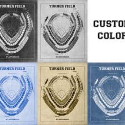Vintage Turner Field Blueprint Atlanta Braves Stadium Art Print - thumbnail 3
