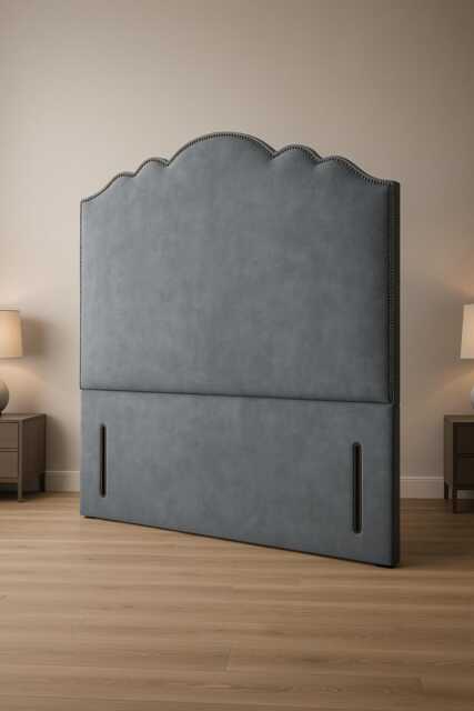New Pearl Design Floor Standing Studded Headboard in Plush Velvet Fabric - 72 - image 1