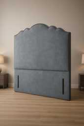 New Pearl Design Floor Standing Studded Headboard in Plush Velvet Fabric - 72 - thumbnail 1