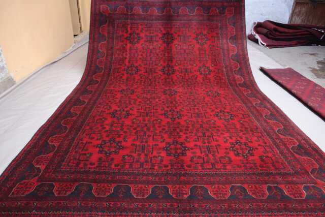 Red Bukhara Rug 7x10 Afghan Hand Knotted Veg Dyes Wool Khal Mohammadi - 200x300 cm Large Oriental Turkmen Bedroom, Living Room - image 1