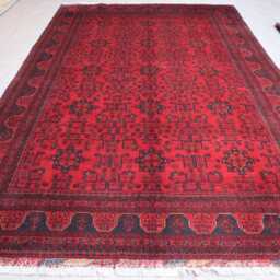 Red Bukhara Rug 7x10 Afghan Hand Knotted Veg Dyes Wool Khal Mohammadi - 200x300 cm Large Oriental Turkmen Bedroom, Living Room - thumbnail 3