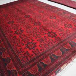 Red Bukhara Rug 7x10 Afghan Hand Knotted Veg Dyes Wool Khal Mohammadi - 200x300 cm Large Oriental Turkmen Bedroom, Living Room - thumbnail 2