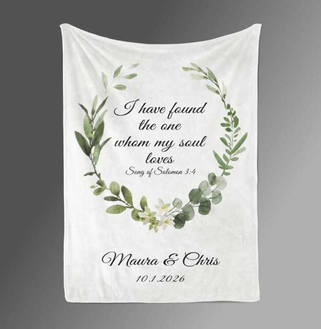 Religious Gift Couples Wedding Gift, Throw Blanket, Personalized Names, Song Of Solomon, Christian Bible Verse Scripture Anniversary - image 1