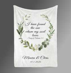 Religious Gift Couples Wedding Gift, Throw Blanket, Personalized Names, Song Of Solomon, Christian Bible Verse Scripture Anniversary - thumbnail 1