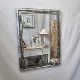 Galaxy Grey Diamond Crystal Glitz Glass Silver Frame Bevelled Wall Mirror 60x80cm Sparkly Modern Home Interior - thumbnail 2