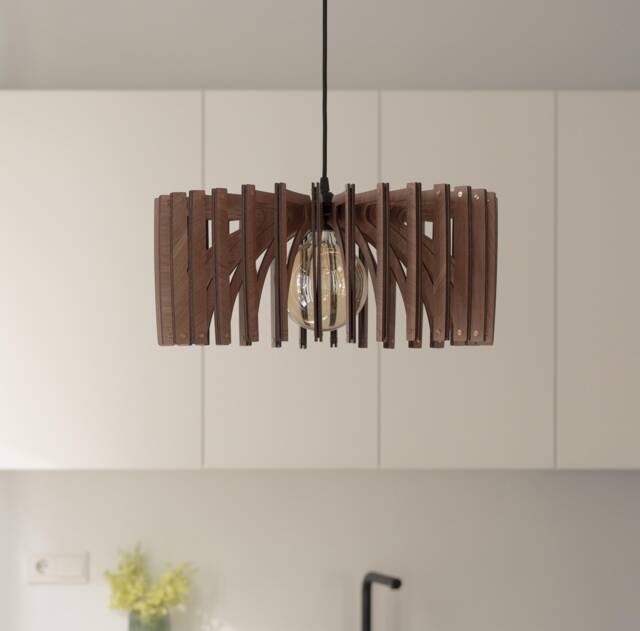 Wooden Pendant Light, Wood Lampshade, Ceiling Fixture, Lighting Chandelier, Modern Design, Kitchen Island Scandinavian Style - image 1