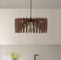 Wooden Pendant Light, Wood Lampshade, Ceiling Fixture, Lighting Chandelier, Modern Design, Kitchen Island Scandinavian Style - thumbnail 1
