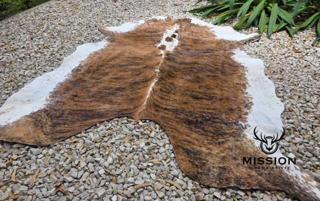 xl Brindle Brown Cowhide Amazing Rug Unique Peau De Vache. Cow Skin Hide - image 1