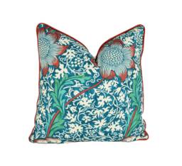 William Morris & Ben Pentreath - Kennet Aqua/Pink Cushion Cover Throw Pillow Designer Home Decor - thumbnail 1
