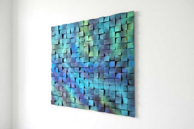Neon Abstract Wood Wall Art - Modern 3D Wooden Sculpture Panel - image 1