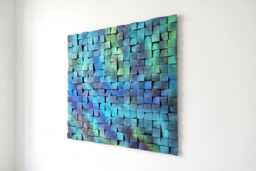 Neon Abstract Wood Wall Art - Modern 3D Wooden Sculpture Panel - thumbnail 1