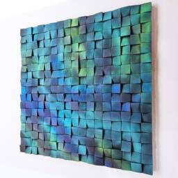 Neon Abstract Wood Wall Art - Modern 3D Wooden Sculpture Panel - thumbnail 4