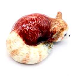 Miniature Ceramic Red Lesser Panda Cat Bear Animal Little Brown White Figurine Small Statue Decoration Collectible Hand Painted Figure Deco - thumbnail 3