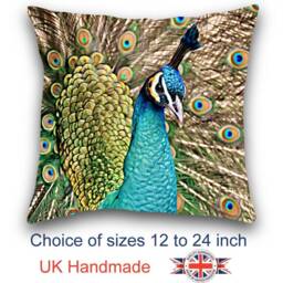 Peacock Cushion, Choice Of Sizes, Handmade - thumbnail 1