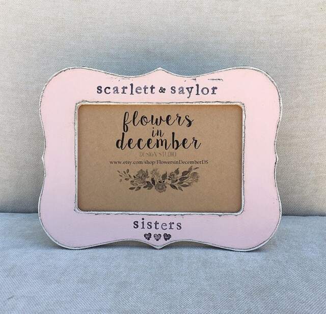 Personalized Sisters Picture Frame Rustic Wood Decor, Custom Names - image 1